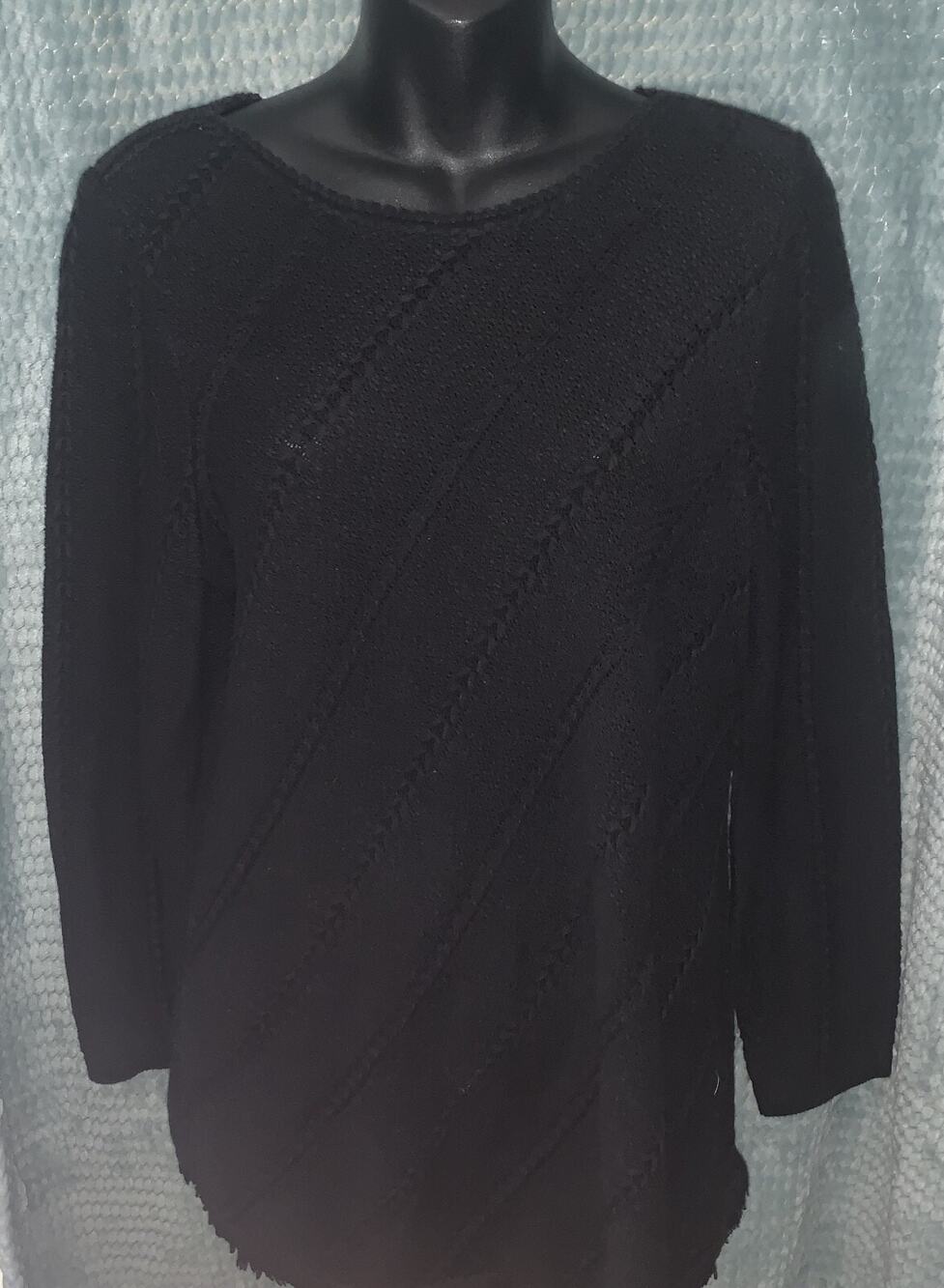 Chico's Women Knit Basic Pullover Top Women's Large Black Classic Soft